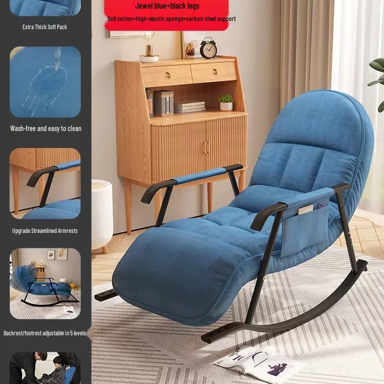 Single Red Recliner: Lazy Sofa Rocking Chair for Adults - Tech Fabric, Home & Balcony Leisure, Convertible To Lounger