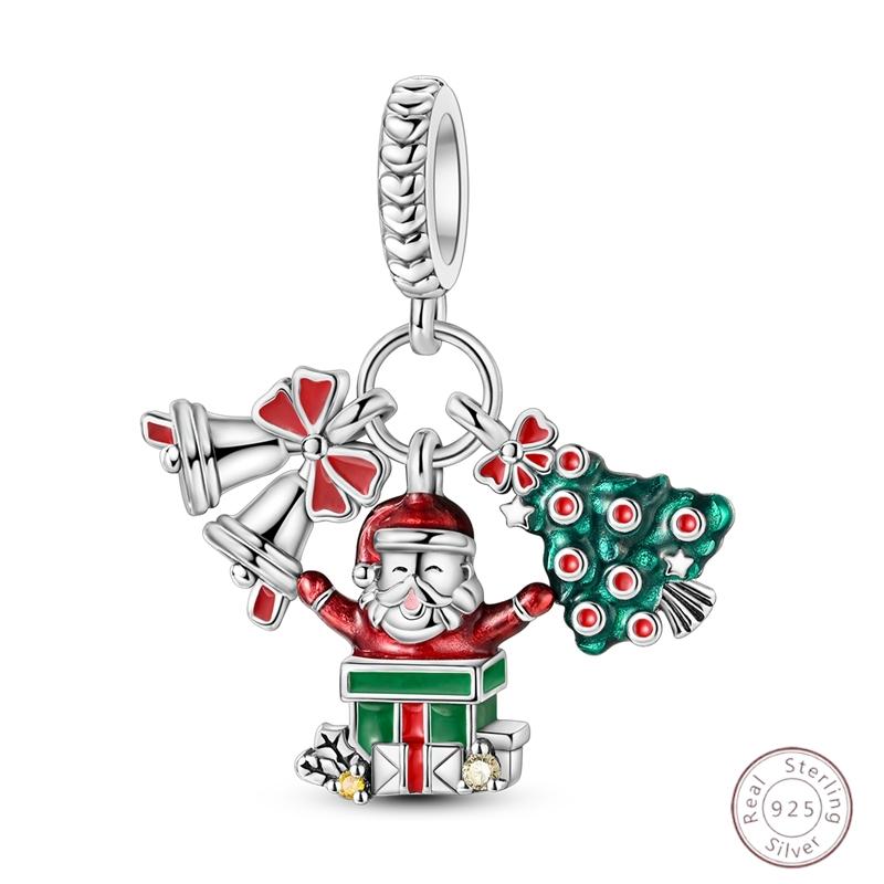 Christmas Charm Bead Pendant Copper Christmas Elk Santa Snowman Claus Charm Fit Original Bracelet Women Diy Jewelry