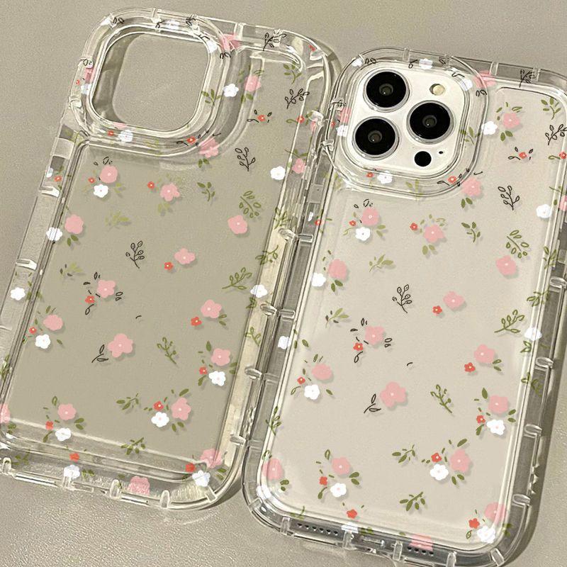 Applicable to iPhone17 airbag mobile phone case Apple 16promax large hole 15/14 pink floral 13 protective case