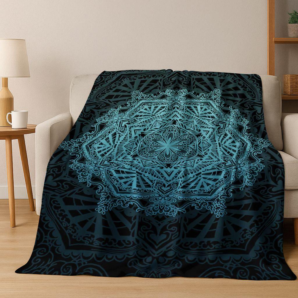 Rainbow Mandala Flower Chakras Yoga Bohemia Art Flannel Blanket,Cozy Soft Throw Blanket for Home Bedroom Bed Sofa Cover Kid Gift