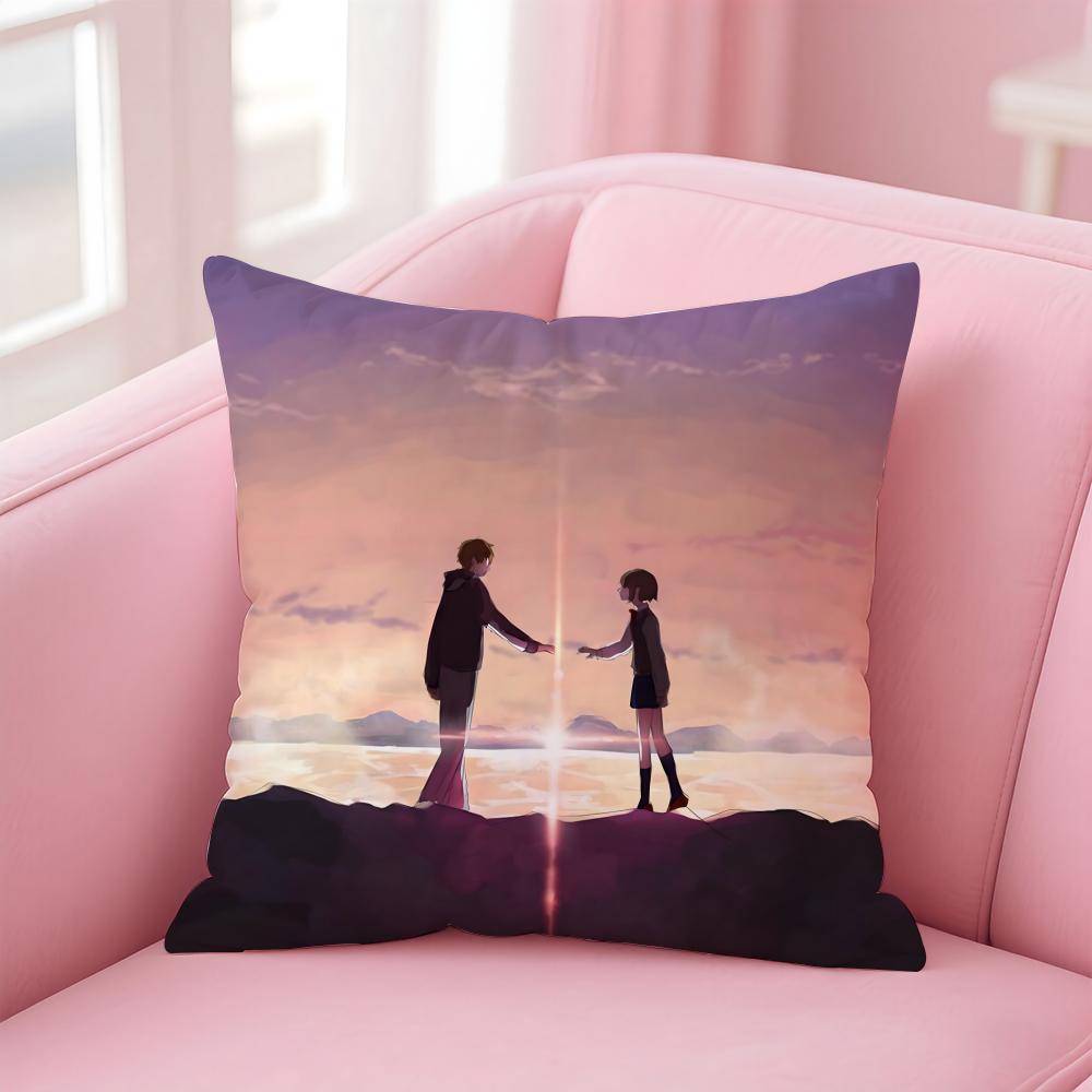 Romantic Anime Japanese Movie YYour Name Cushion Cover Pillow Case Soft Skin Friendly Fabric  Concealed Zipper
