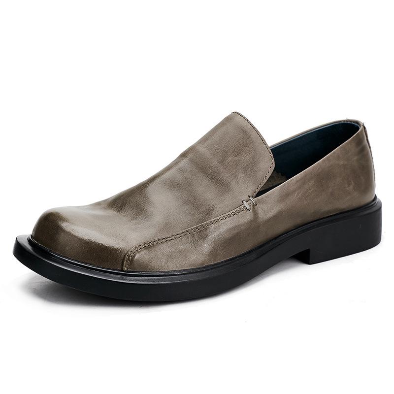 Herren Britisches Leder Atmungsaktiv Lässig Kleine Lederschuhe Weiche Sohlen Große Zehenkappe Füße Bedecken Einschlupfschuhe Herren