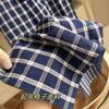Blue Plaid Pants Women's Summer Thin High Waist Drape Retro Wide-leg Pants Thin Versatile Casual Loose Straight-leg Pants