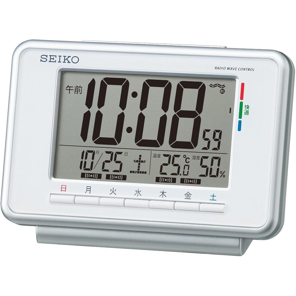 Seiko Clock Seiko Alarm Clock Radio-Controlled Digital Weekly Alarm Calendar Comfort Level Temper...