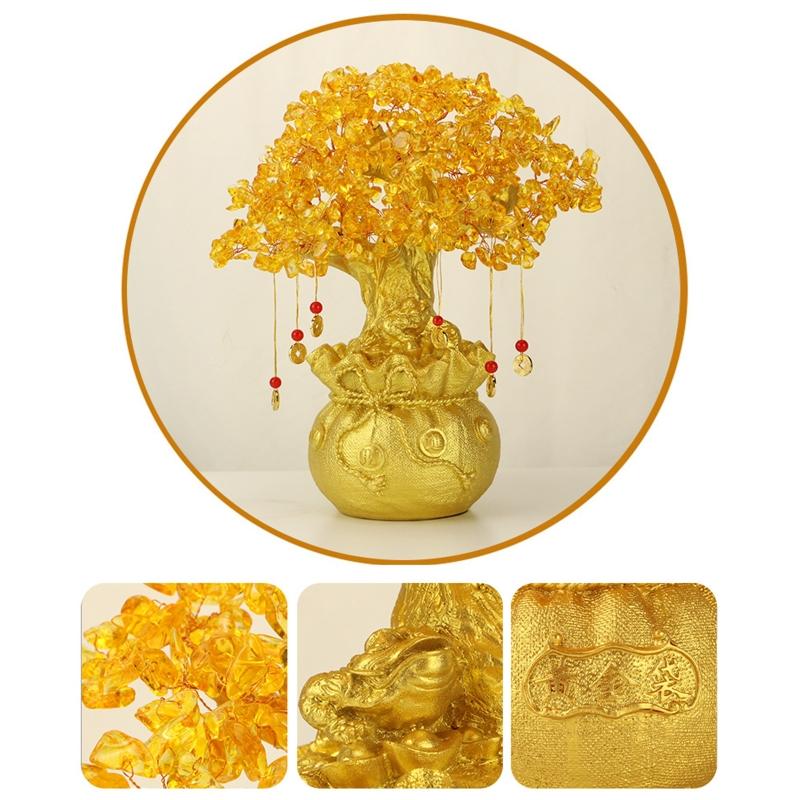 Creative Citrine Lucky Tree Chinese Feng Shui Money Tree Fortune Tree For Desktop Ornament Home Decoration Gifts