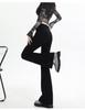 2025 Women's High Waist Black Flared Jeans: Elastic Slim Fit for Spring & Autumn
