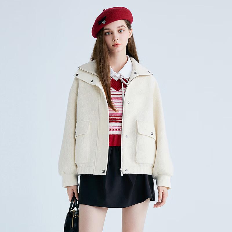 

LEDIN Women s Loose Stand Collar Spring Jacket M