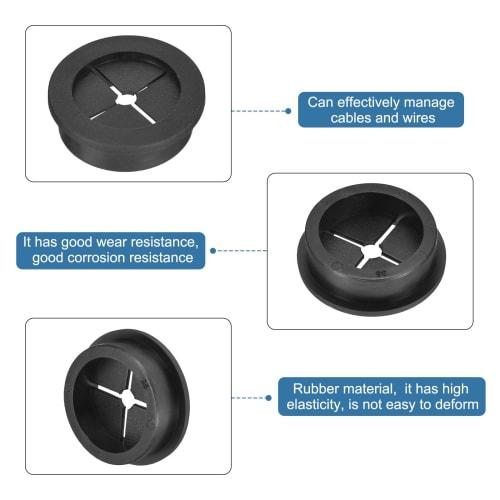 uxcell 4-Piece Cable Cord Grommets, 1-3/8" (35mm) Flexible Rubber Desk Grommets, Wire Hole Covers, Pass-Through for Office Computer Desk Wire Organize