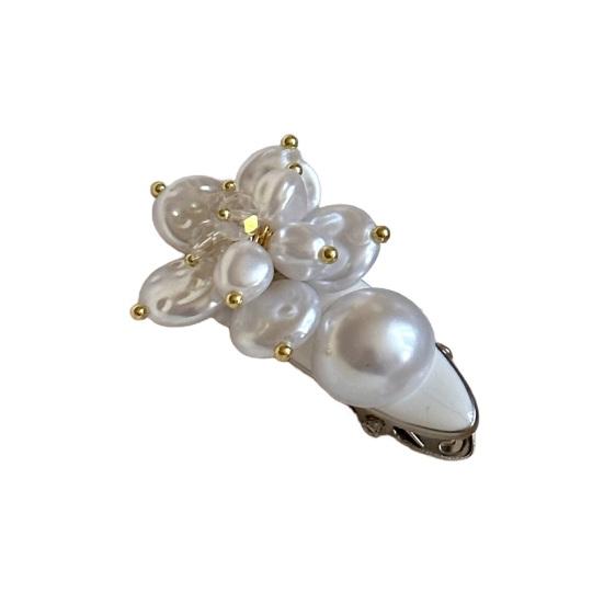 

Girl Hairpin Imitation Pearls Flower Shape Hair Pin Full Luster Side Bang Hair Clip Lightweight No Pressure Hair Accessory белый