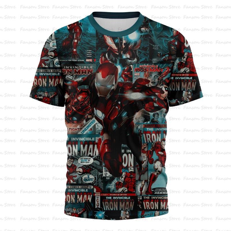 Men's 3D Printed Marvel Avengers League Iron Man PatternT-shirt -Summer Street Style Round-neck Short-sleeved Adult Sports Shirt