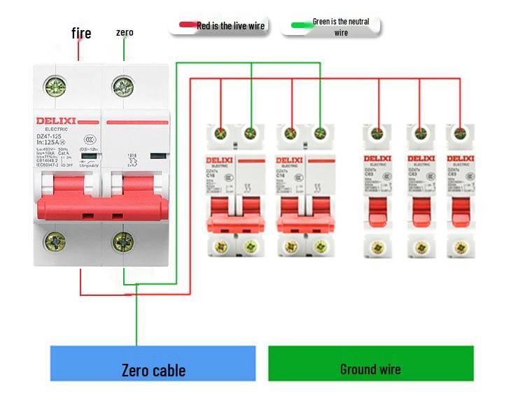 Delixi DZ47 Household Air Circuit Breaker, 125A Single-phase, 100A Three-phase, 1P/2P/3P/4P