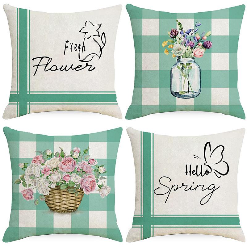 Plants and Flowers Spring Linen Pillowcase Purchasing Sofa Car Living Room Bedside Cushion Pillow