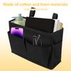 Bedside Storage Bag Cotton Linen Large Capacity Bedside Organizer with Side Pockets Hanging Bunk Bed Caddy for College Dorm Room