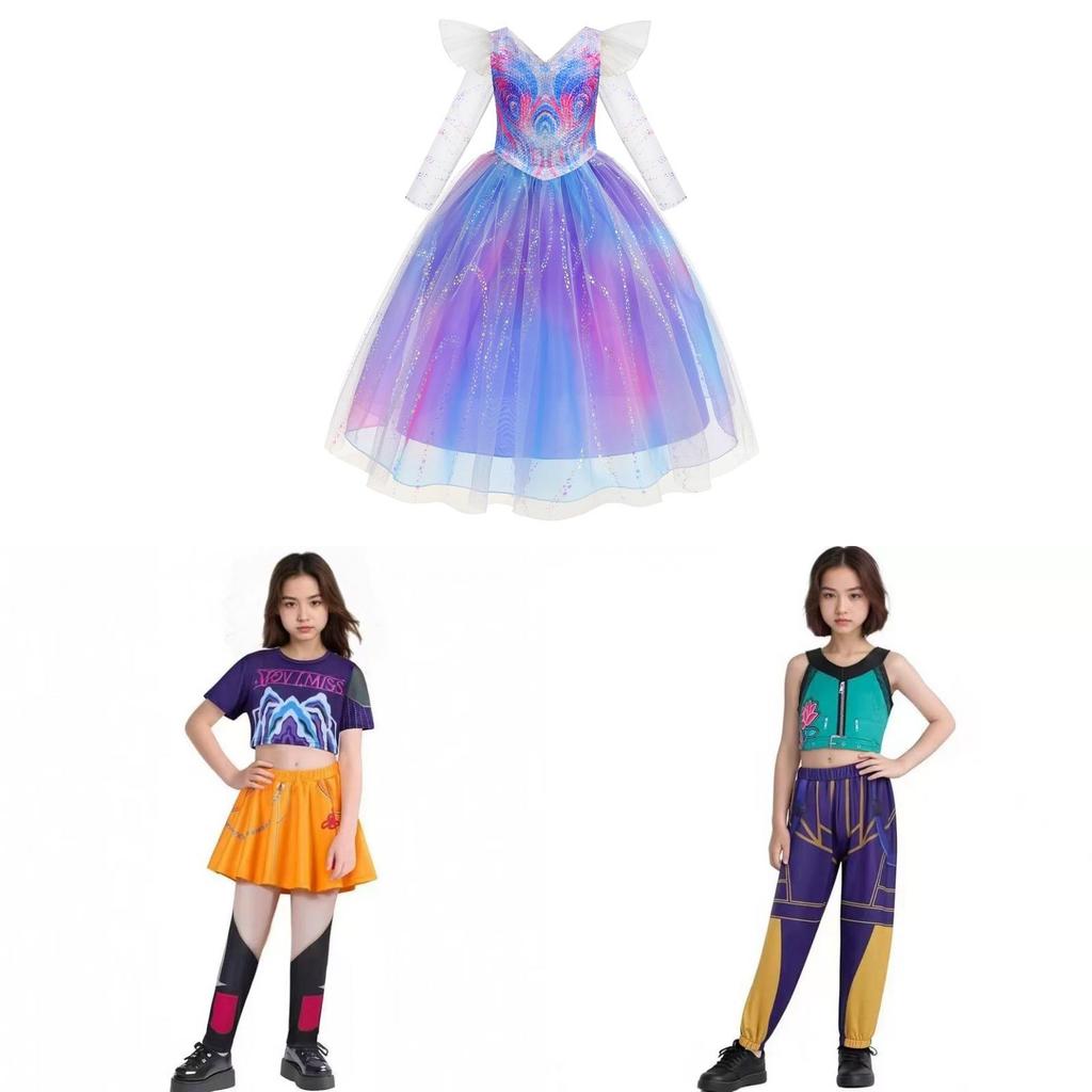 Wicked Childrens Princess Dress With Tulle Fabric For Halloween Cosplay Kids Age 3-8