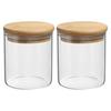 PATIKIL 14 Oz Glass Jars with Airtight Bamboo Lids, Set of 2, Clear Food Storage Jars for Nuts, Sugar, Coffee Beans, and Spices (10x8cm)