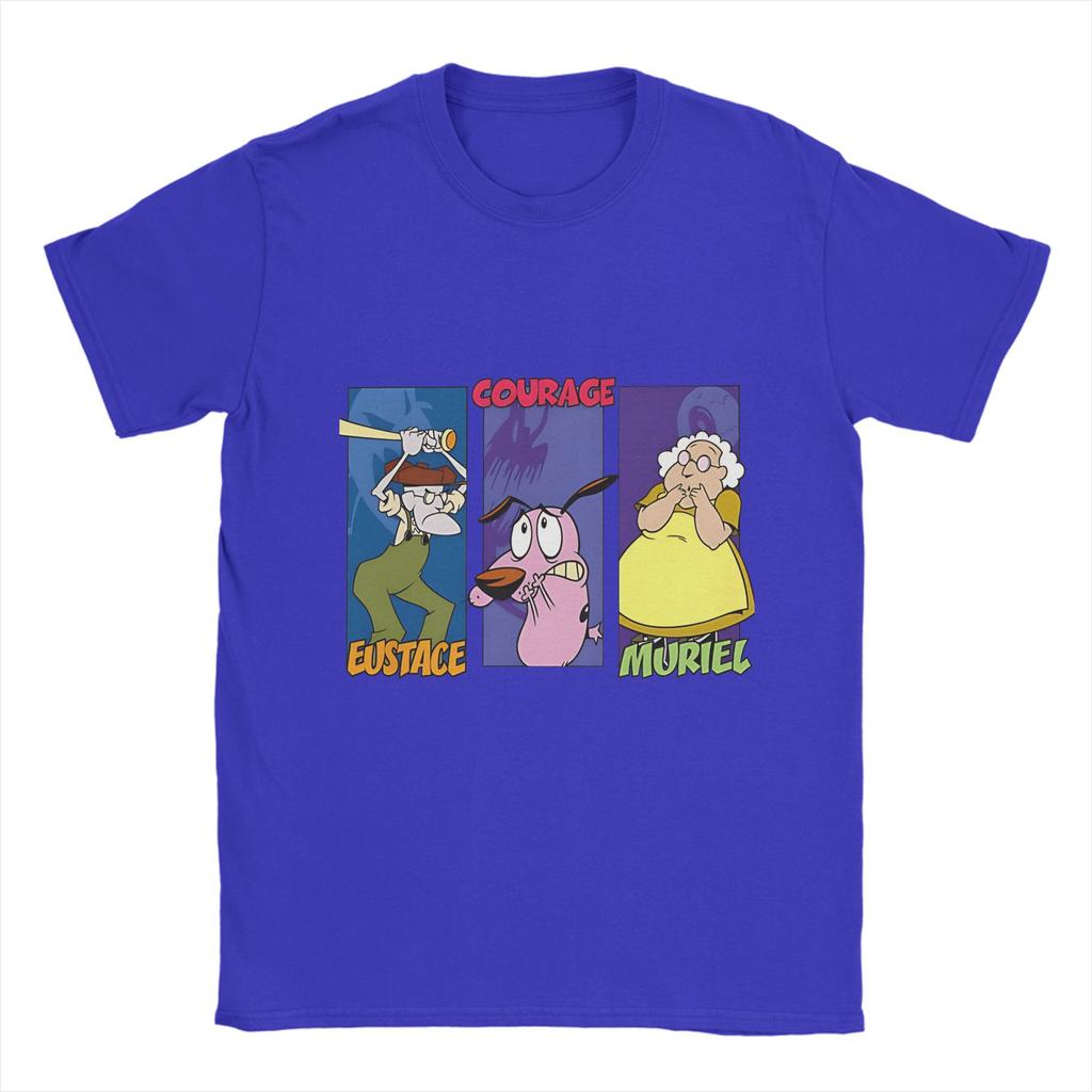 Courage Dog Cotton T-Shirt For Men Summer Aesthetic T Shirts Round Neck Fashion Tees Oversized Hot Sale Clothes
