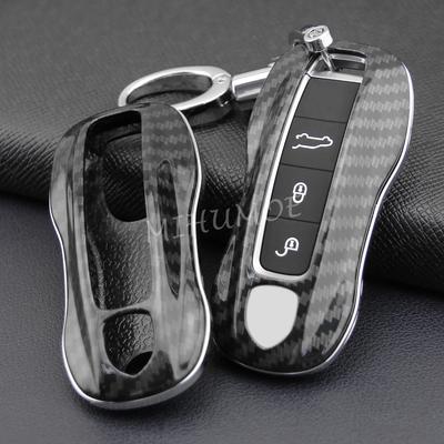 For 2019-2025 Porsche Panamera Taycan Cayenne Coupe 911 Car Remote Key Fob Case Cover Shell Keychain Accessories Carbon Fiber