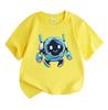 Kids Boys Girls Crew Neck Short Sleeve 100% Cotton T-Shirt Cute Smiling Round Robot Print Casual Soft Breathable Tee for Children Daily Wear