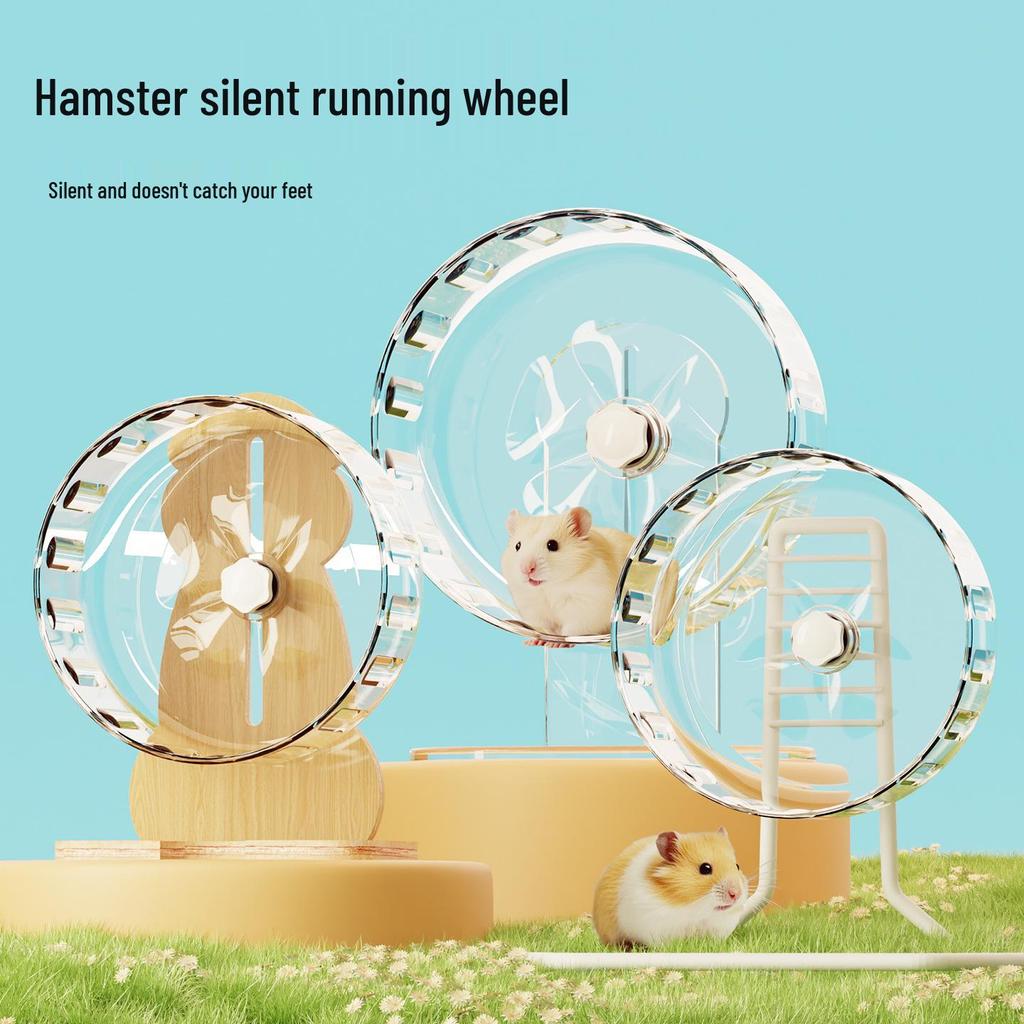 Super Silent Hamster Running Wheel Toy - Large Size Golden Hamster Exercise Ball with Stand for Cage Landscaping.
