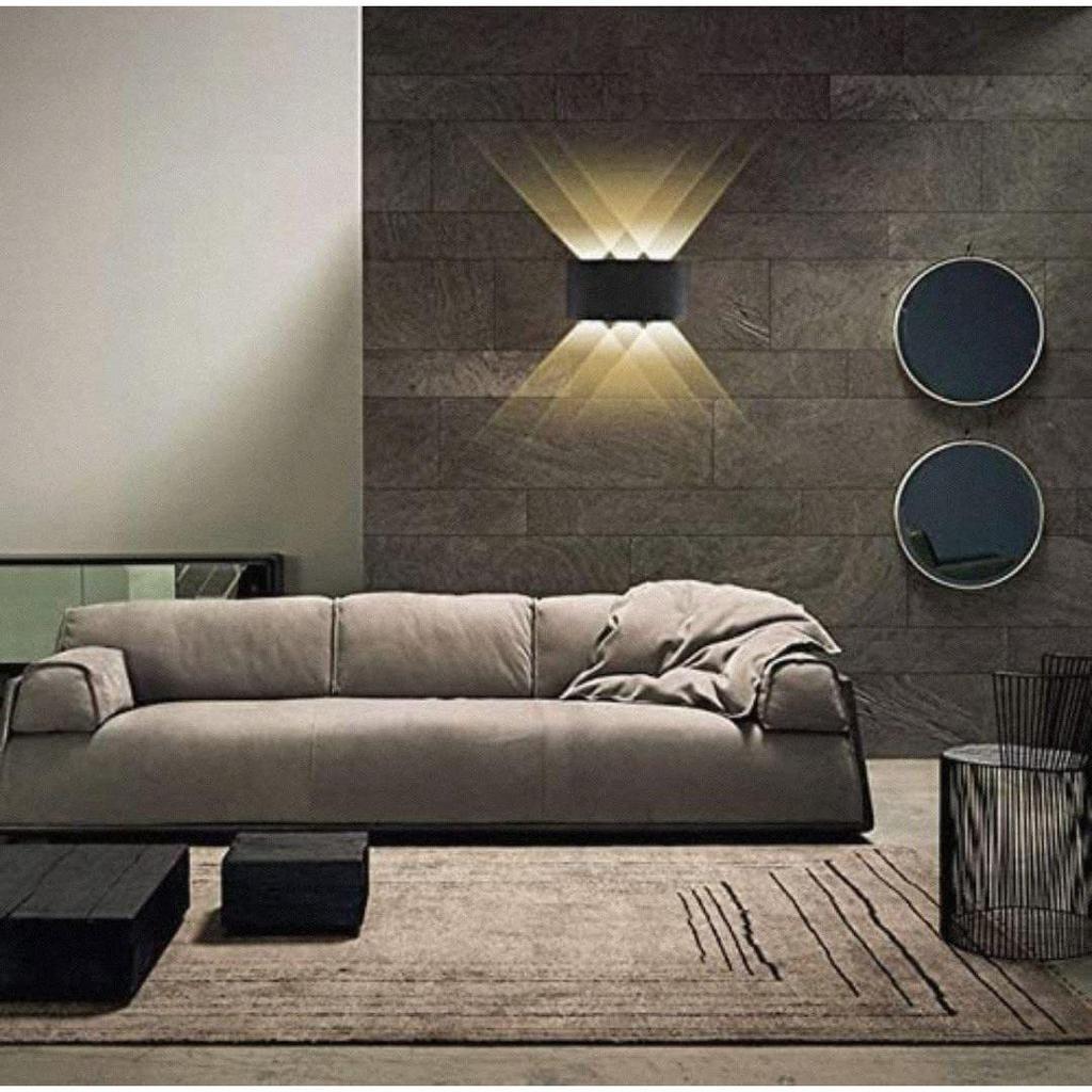 6 Watts (Pack of 1) 6 Ray Oval Up-Down Outdoor LED Outdoor Waterproof IP65 Exterior Wall Step Light Fixture Waterproof Lamp Warm White