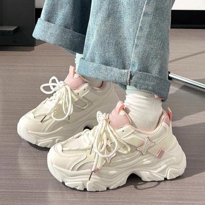 Kirschrosa Dad-Schuhe Damen Herbst neu vielseitig lässig Nische atmungsaktiv dicksohlig Mode Pendler Sportschuhe