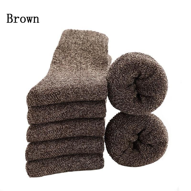 5 Pairs Socks Men's Thickened and Velvet Medium Tube Terry Socks Autumn and Winter Warm and Cold-resistant Men's Socks