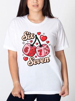Number Day T-Shirt Six Seven Dice Valentines Themed Top Unisex Casual Latest Unisex Tee