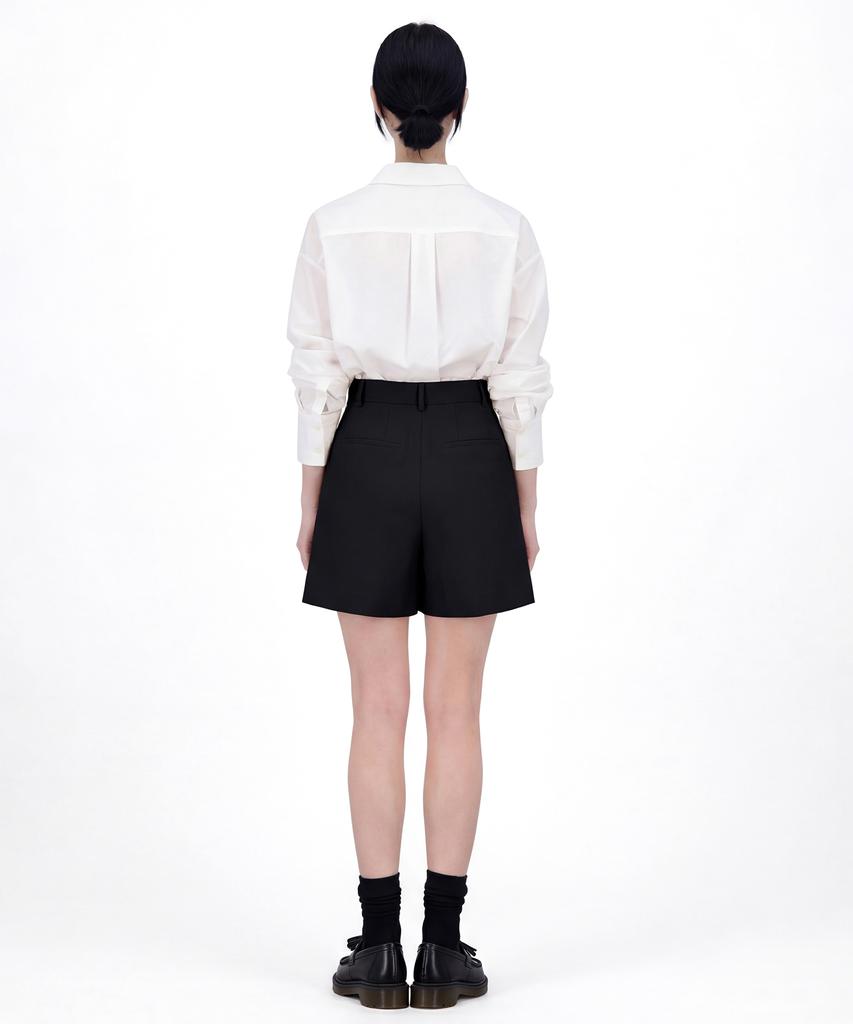 Myuleus Wool Pintuck Shorts Women'S Shorts [Black]