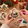 12Pcs Wooden Christmas Wooden Ornament Pearl Christmas Tree Decoration  Christmas Tree