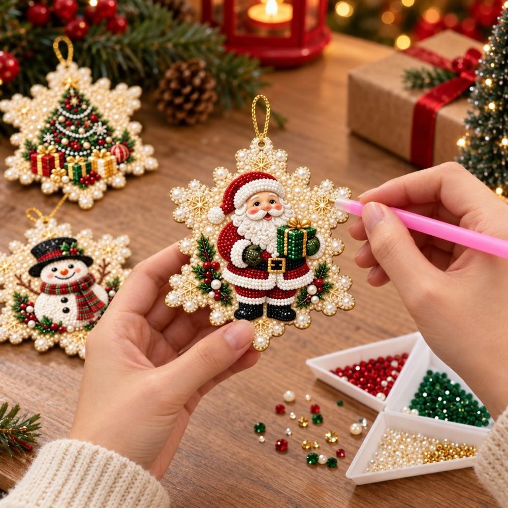 12Pcs Wooden Christmas Wooden Ornament Pearl Christmas Tree Decoration  Christmas Tree