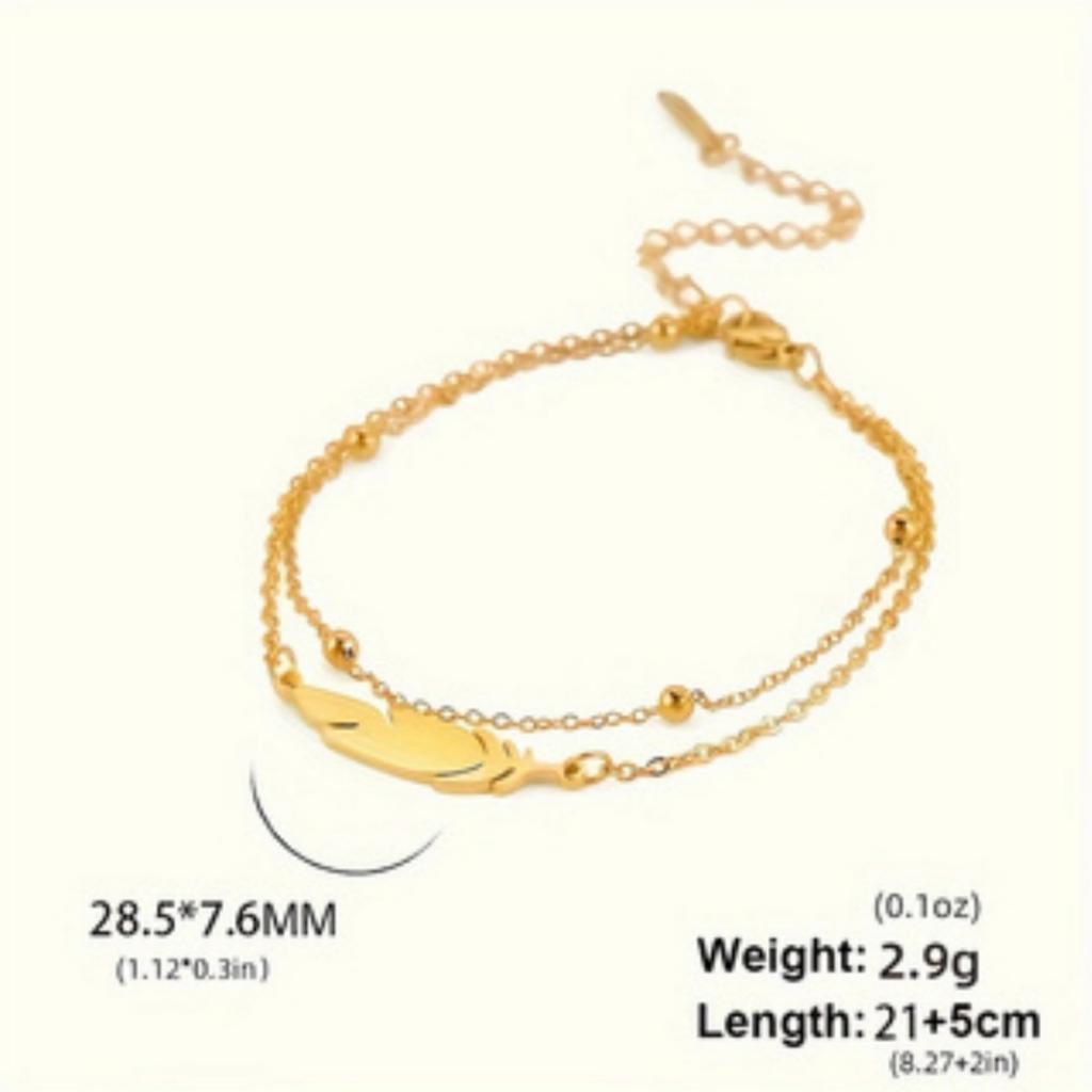 1PC Bohemian Style Chic Ankle Feather Ankle Chain Stainless Steel Beach Style Fashionable Summer Foot Beach Jewelry