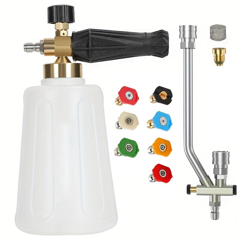 Car Wash Dual Way Splitter with Foam Cannon, 7 Color Spray Nozzles, Foam Mesh and Replacement Spray Core