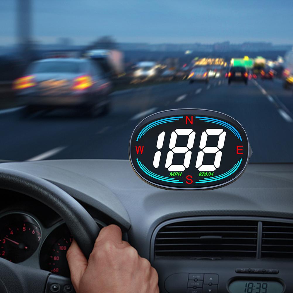 Compass Speed Meter Speed Real Time Display MPH KM/H Speed Gauge with Sunshade Car Digital Speedometer for Car Trucks Motorcycle