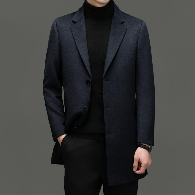 

Men s Mid-Length Wool-Cashmere Suit Collar Overcoat XXXL 190