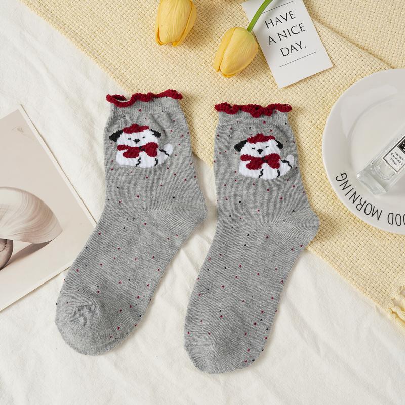 Women's Pile Socks Cute Socks for Women Spring and Autumn Mid-tube Socks Pure Cotton  Ruffled Long Socks