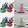 6Pcs/Set Wheat Straw Baby Tableware Children Food Dishes Bowl Feeding Infant Learning Dinnerware Spoon Chopsticks Fork Cup