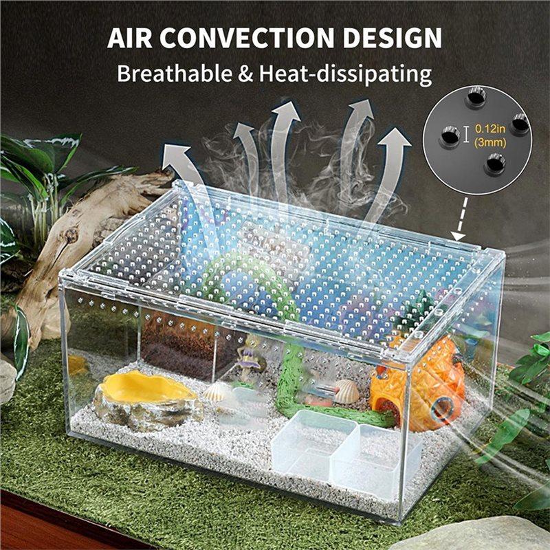 Turtle Terrarium Acrylic Lizard Reptile Kennel For Jumping Spider Crested Gecko Bearded Dragon