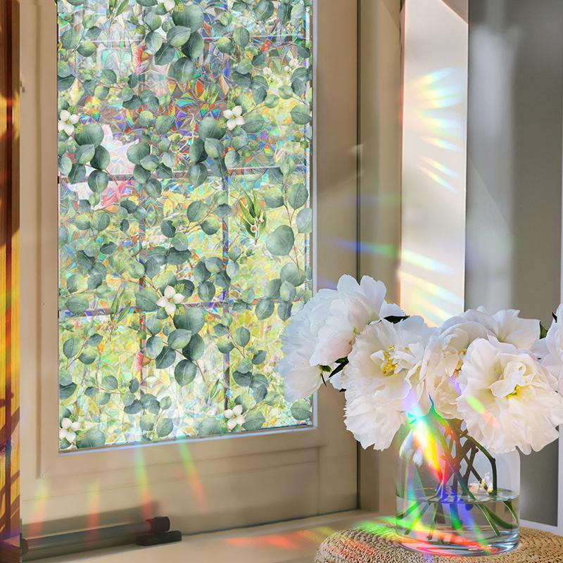 Colorful Rainbow Bird Pattern Prismatic Window Film Reusable No-Adhesive Static Cling Rainbow Sun Catcher Decal For Home Decor