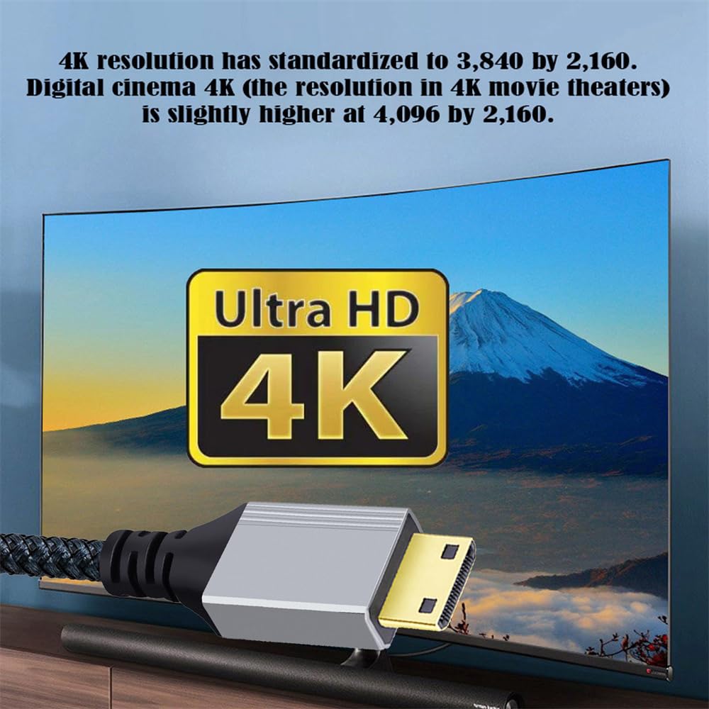 xiwai 4K 60Hz High Speed HDMI Male to Micro HDMI Male Cable with Sleeved Straight Connector for Laptop Monitor HDTV 30cm 2.0 Type-D Computer,
