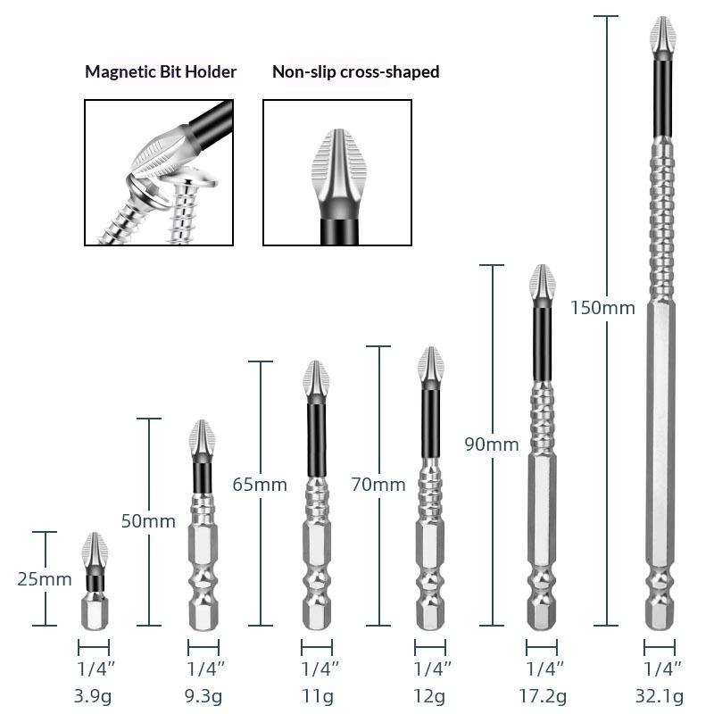 K5 Strong Magnetic Screwdriver High Hardness Bits Set Anti-Slip S2 Standard Non-Slip Cross Head Electric Screwdriver Set