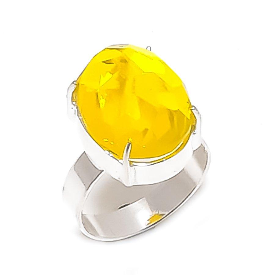 

Natural Citrine Gemstone Handmade 925 Sterling Silver Jewelry Ring Size 8 ETC-13492