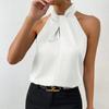 Hanging Neck Sleeveless Imitation Silk Top Halterneck Sleeveless Imitation Silk Tops