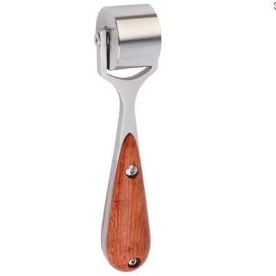 Craft Handmade Smoother Smoothening Tool Pear Wood Handle Leather Roller Glue Edges Laminating Wheel Steel Iron Roll Creaser