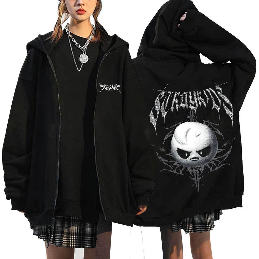 Stray Kids Dominate Harajuku Printed Cotton Hoodie For Men And Women, Hoodie With Loose Zipper