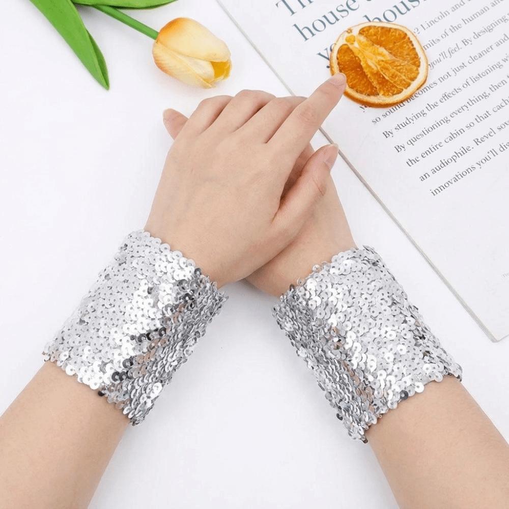 Elastic Sequins Wrist Cuffs Adjustable Bracelet Vintage Halloween Arm Cuff Carnival