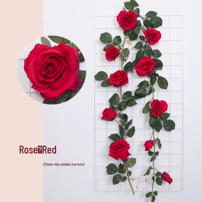 Rattan Plastic Rose Vine Artificial Flowers for Wedding Décor, Ceiling or Wall Hanging, and Air Conditioning Pipe Cover