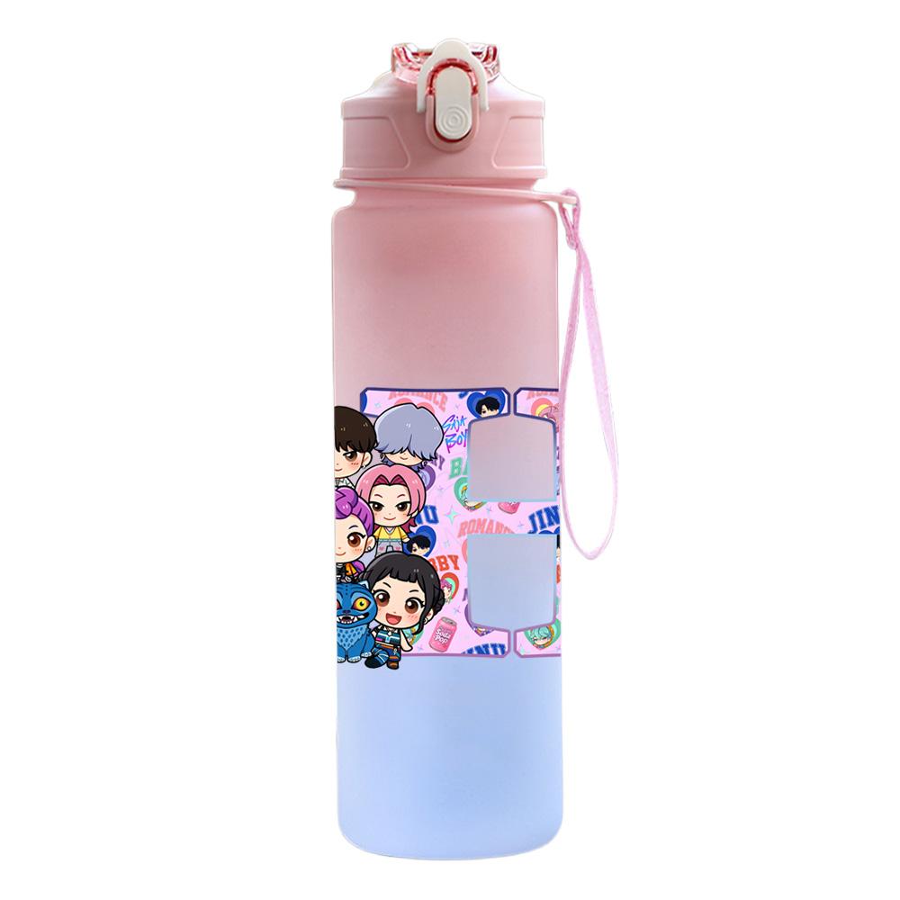 26 English Letter 750Ml Water Bottle K-Pop Demon Hunters Printed Large Capacity Drinking Cup Portable Outdoor Sports Water Cup Children Kid Gift