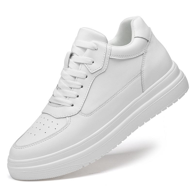 Spring Men's 10cm Height-Boosting Casual White Board Shoes: Comfortable & Versatile
