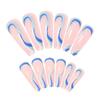 Nail Art European And American Blue Striped Coffin Nail, Long Ballet Nail, Fake Nail Finished 24 Pieces