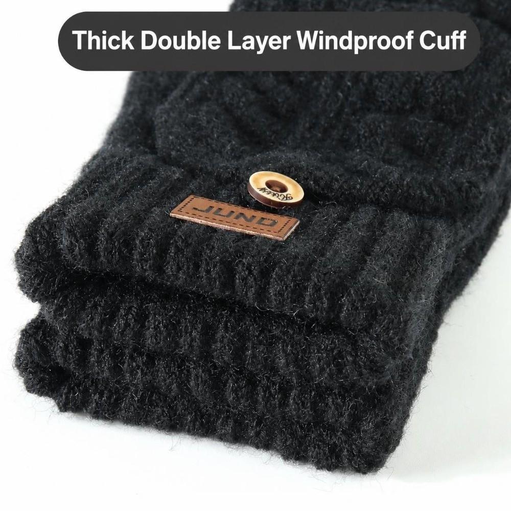 Unisex Winter Cable Knitted Gloves Polyester Blend Women Half Finger Mittens For Work